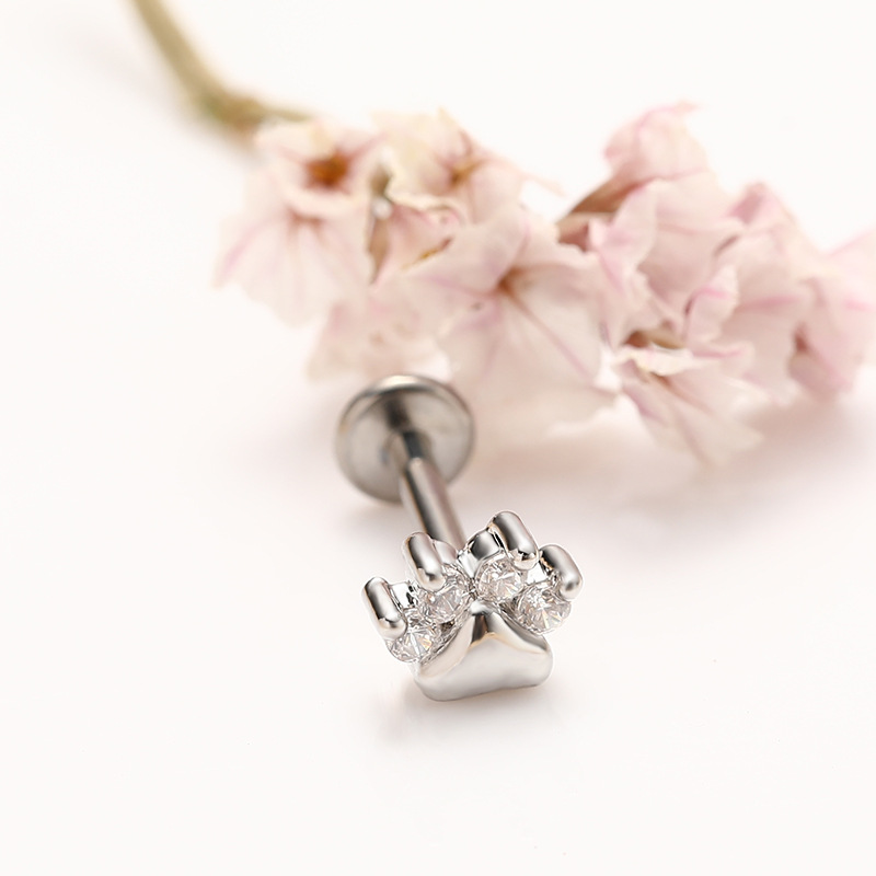 Silver glossy cat paw  1.2*10mm