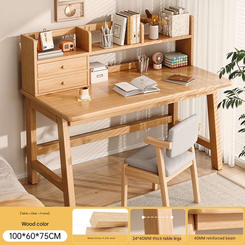 [solid wood table and chair combination] log color 100*60*75cm