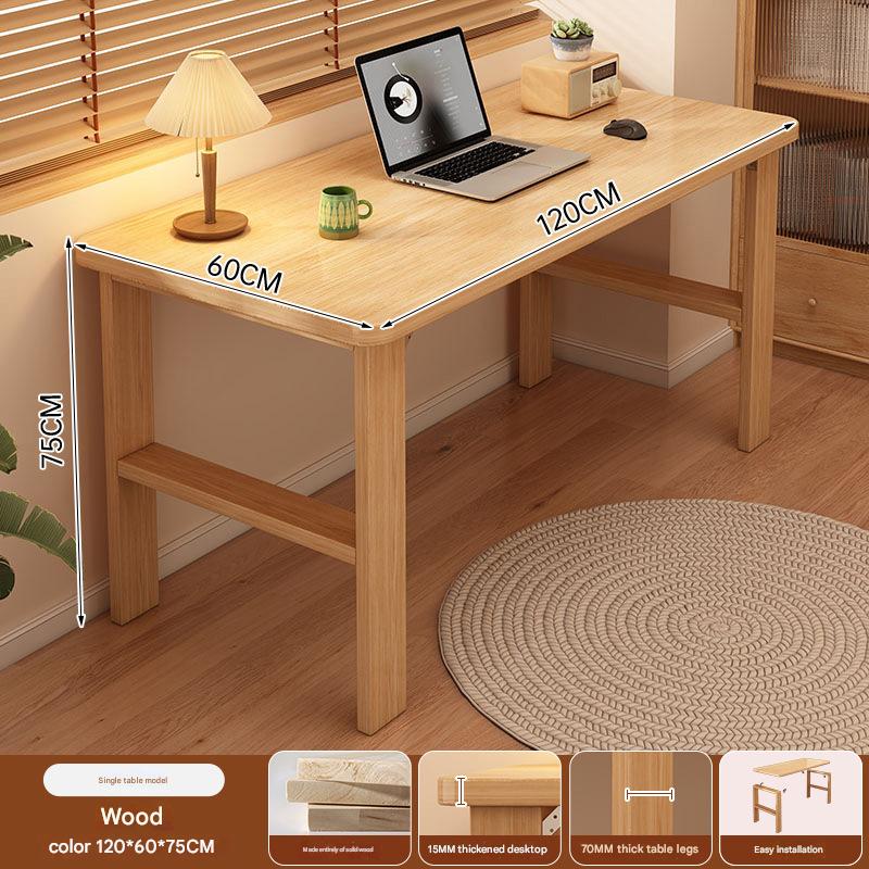 [thickened pure solid wood] log color 120*60cm (15mm desktop   70mm table legs)