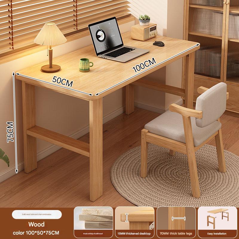 [thick solid wood table and chair combination] log color 100*50cm (15mm table top   70mm table legs)