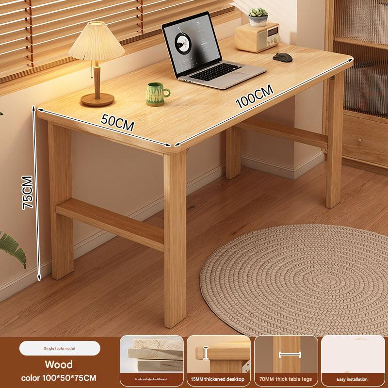 [thickened pure solid wood] log color 100*50cm (15mm desktop   70mm table legs)