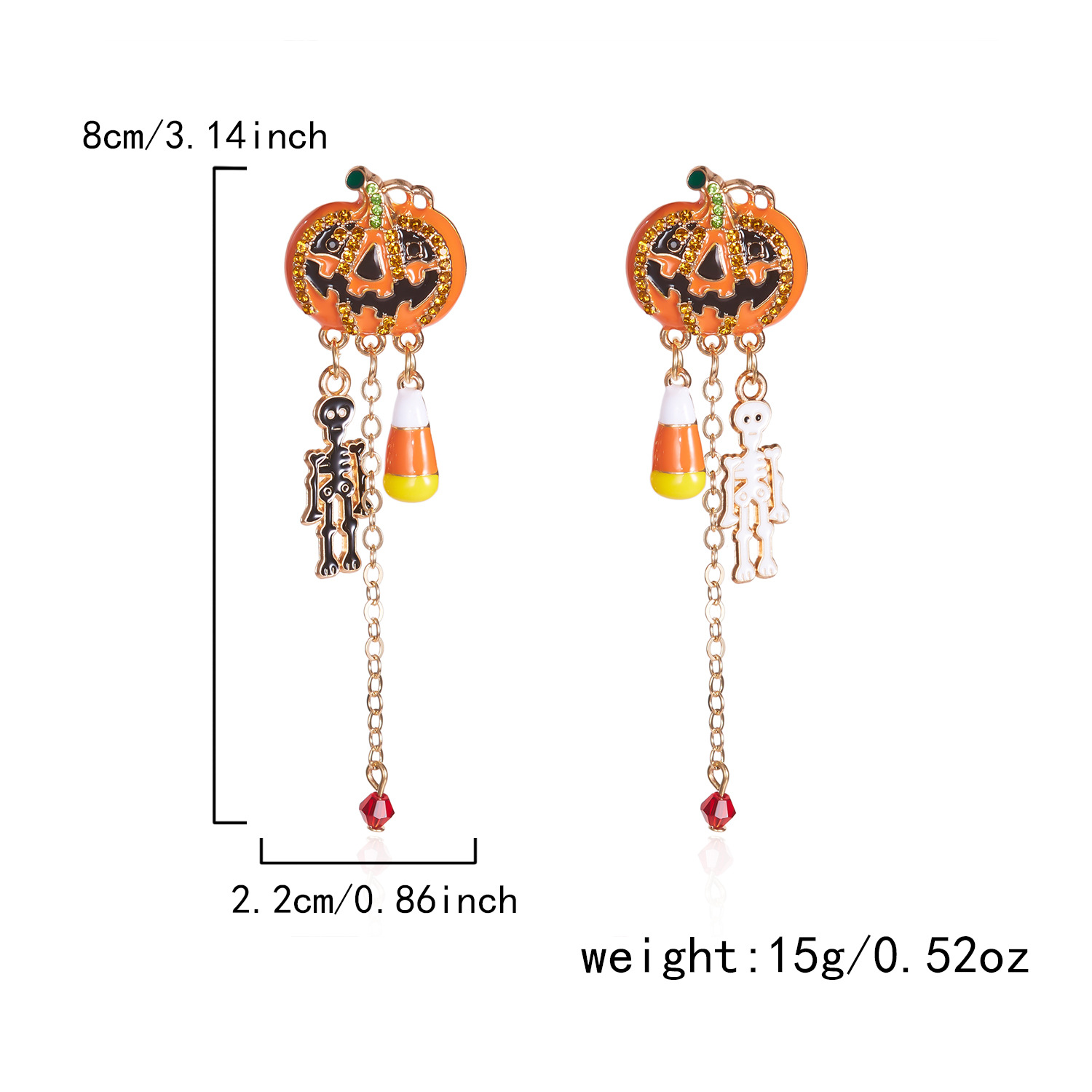 3:Pumpkin head skull earrings