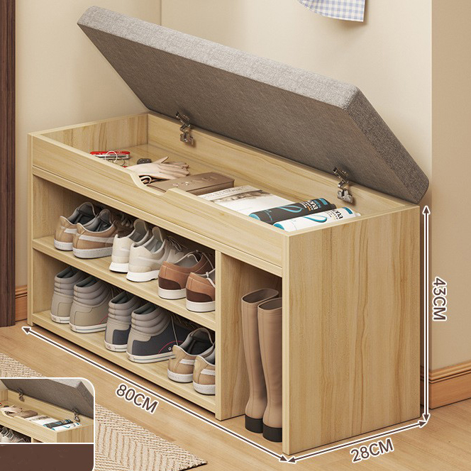 [double-layer flip-top boot space] 80cm maple wood color