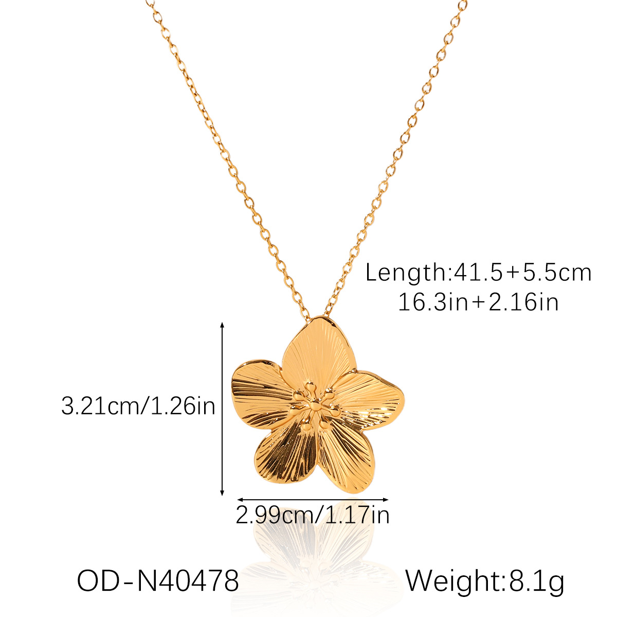 3:Od-n40478 flower pendant necklace