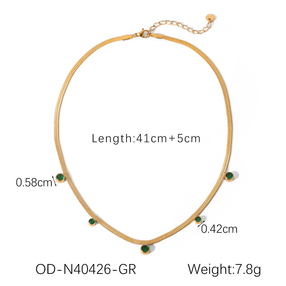 8:Od-n40426-gr green zircon tassel necklace