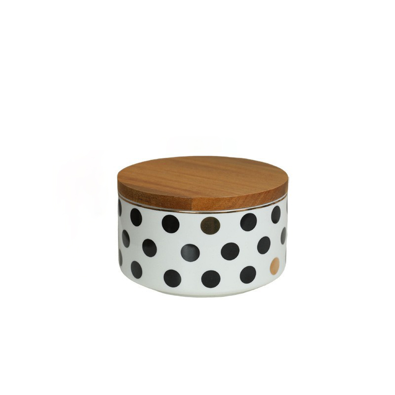 Polka dot black gold wide can