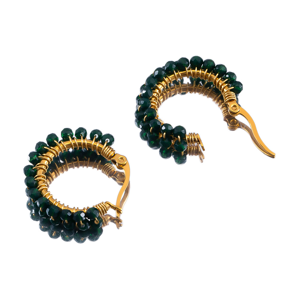 2:Beaded earrings-dark green