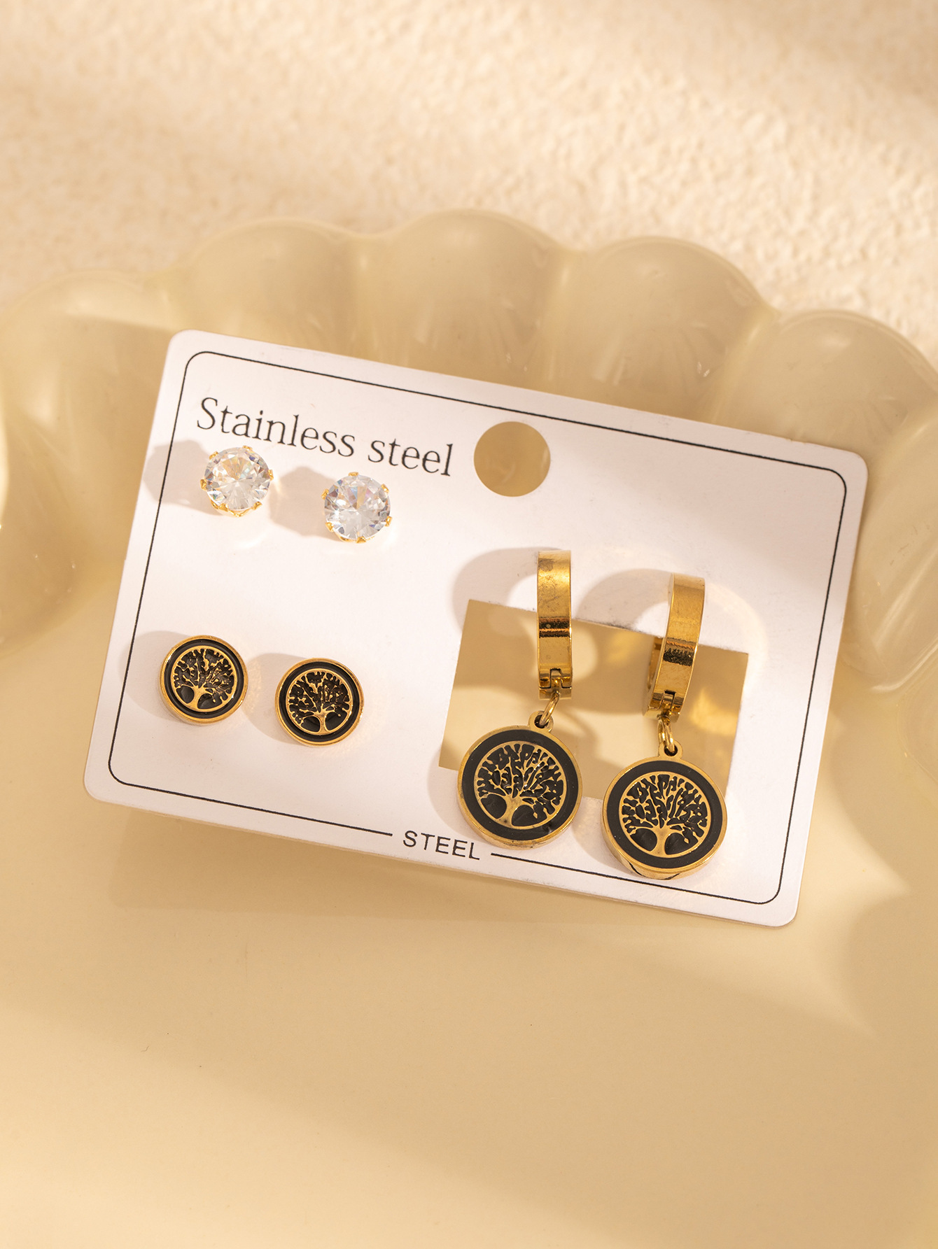 2:黑色大树耳环套装