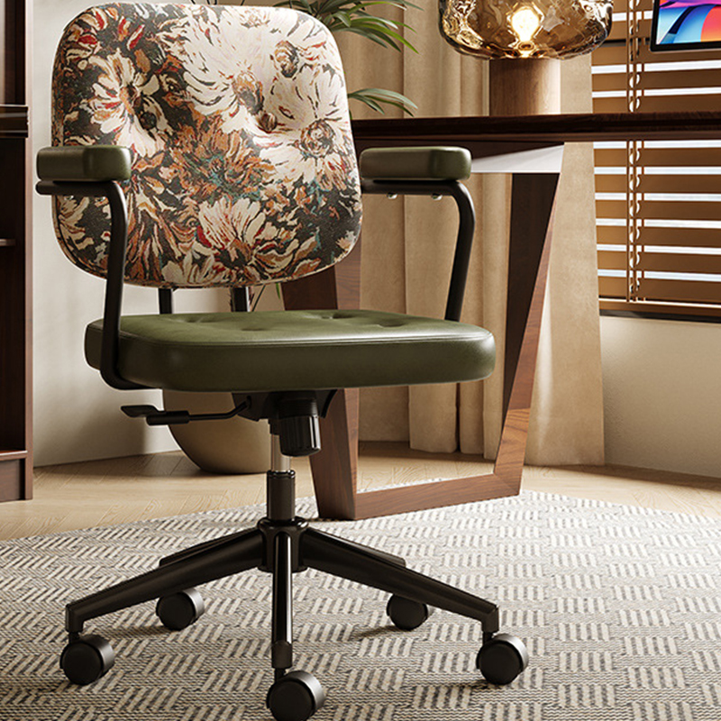 Dark green   sunflower - oil wax leather   jacquard fabric [lifting and rotating free style]