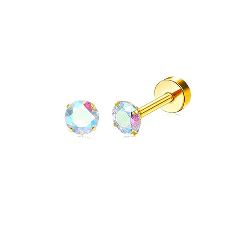 3:A pair of golden ab zirconium