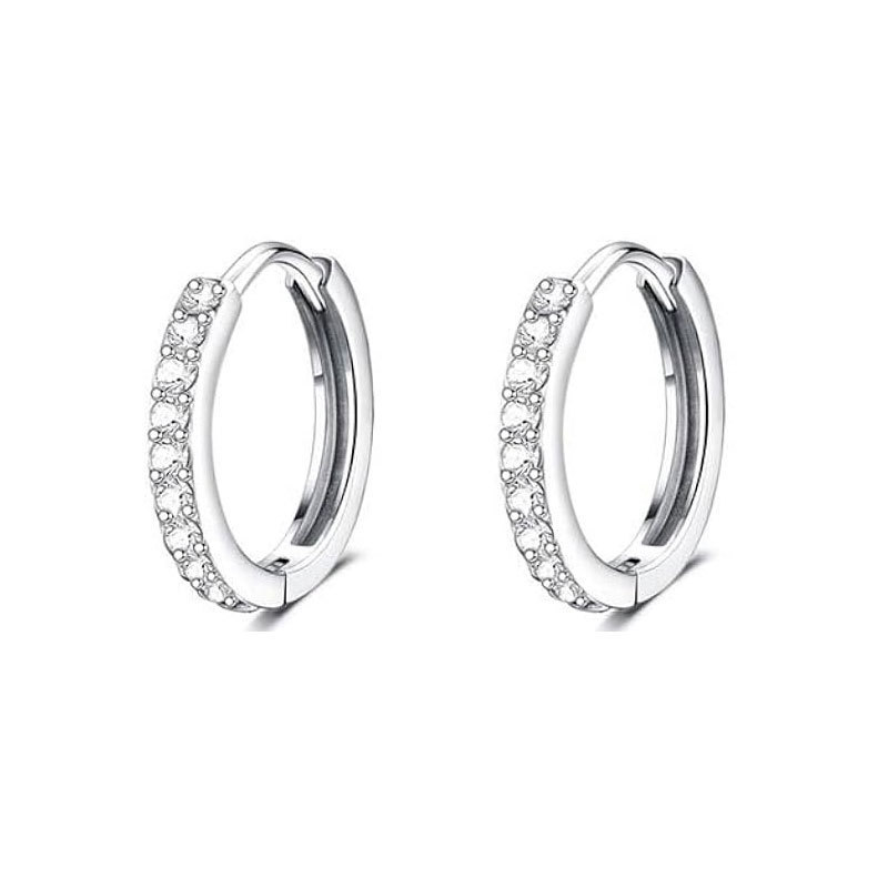 8:A pair of silver and white zirconium