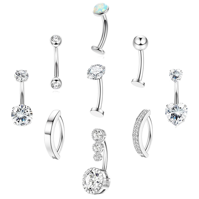 2:Silver fake opal 9-piece set