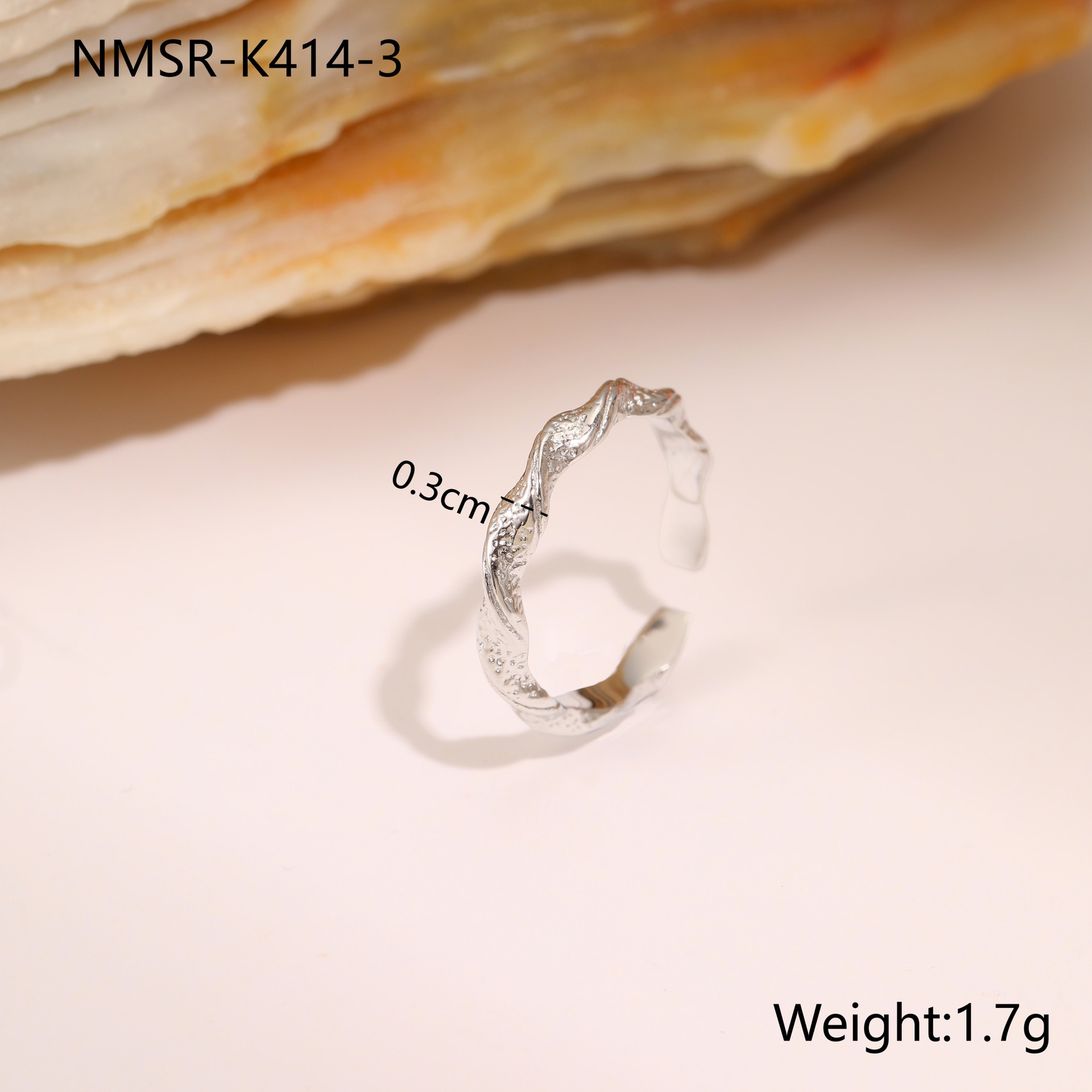 4:NMSR-K414-3钢色扭绳戒指