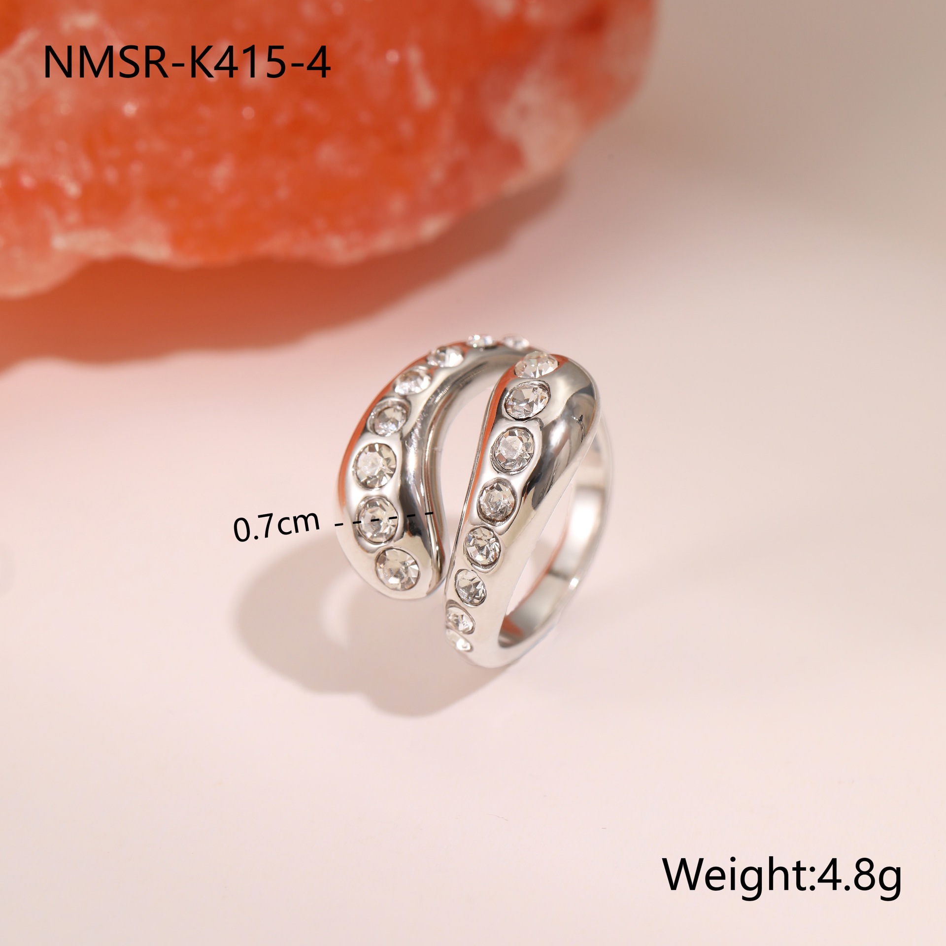 10:NMSR-K415-4钢色镶钻戒指