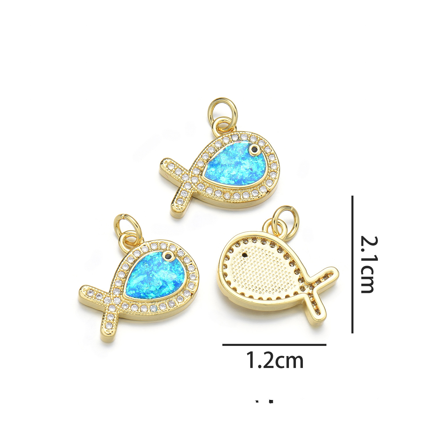 3:Small fish pendant (peacock blue opal)