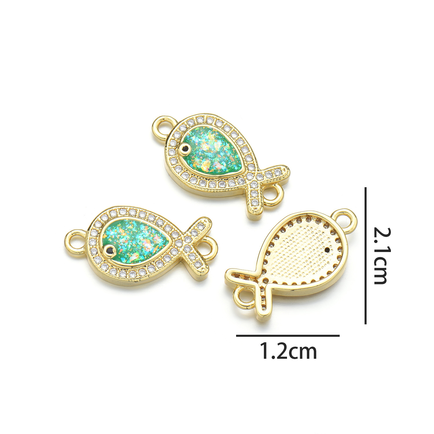 9:Small fish hand (shining green Opal)