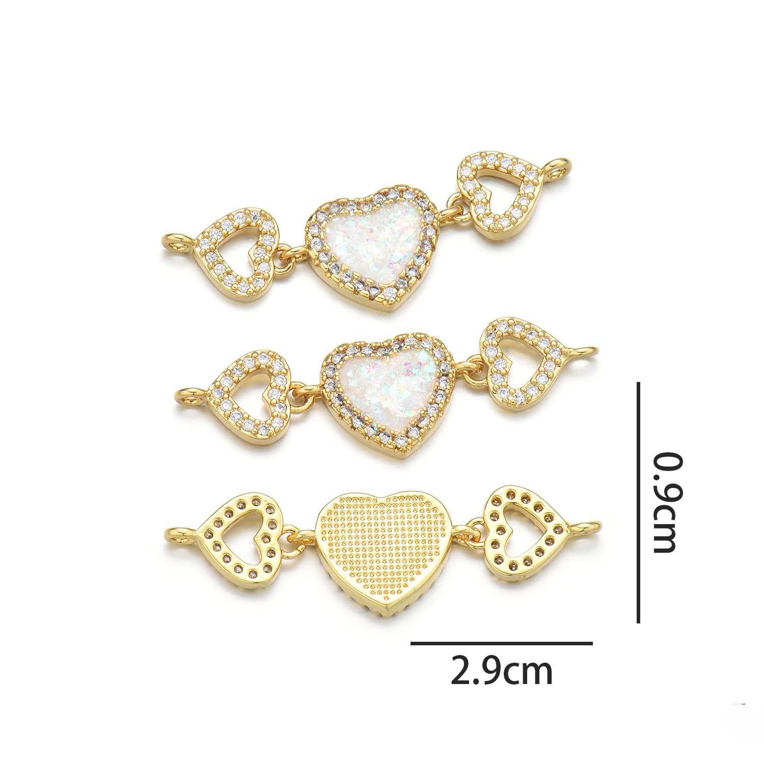 1:Three heart hand cards (colorful pink opal)