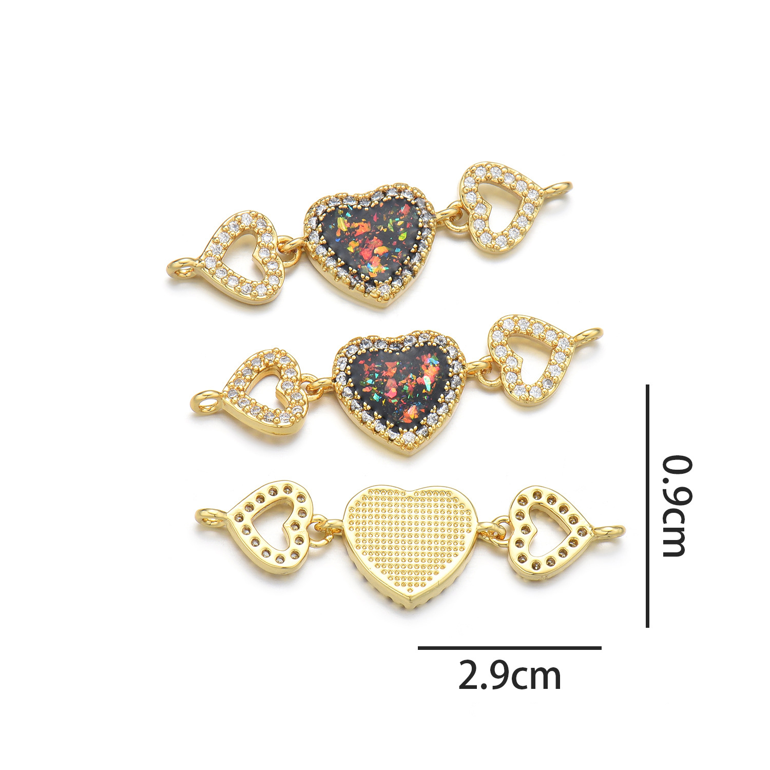 2:Three heart hand cards (Mocha red Opal)