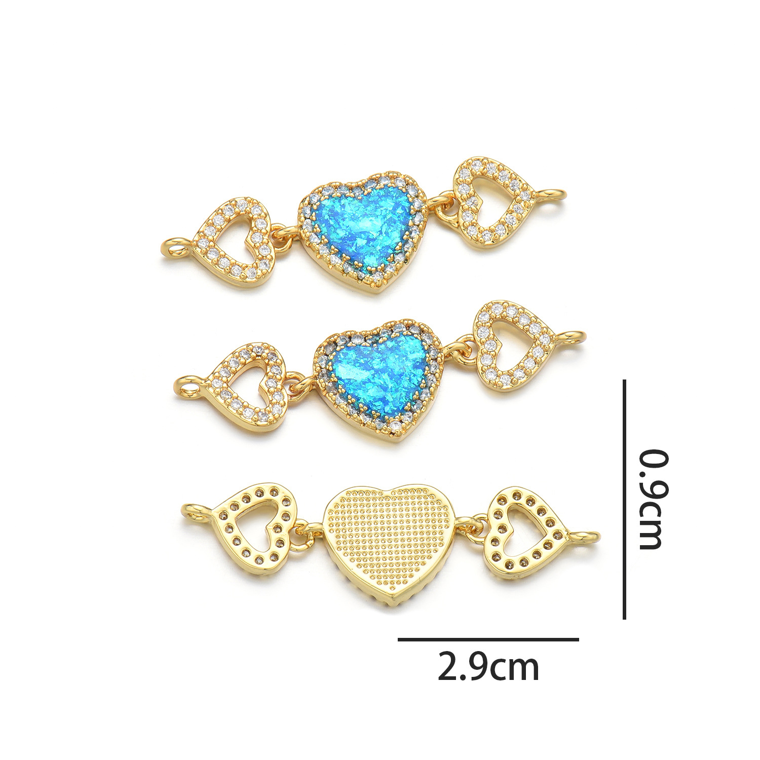 3:Three heart hand cards (peacock blue opal)