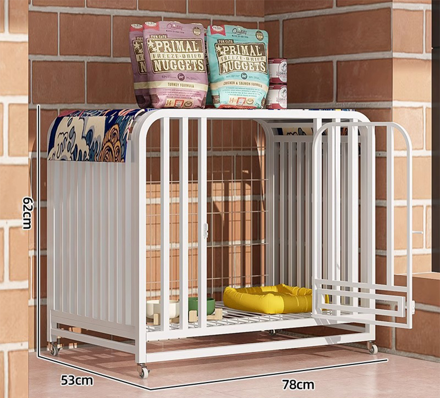 [thickened square tube on three sides] 78cm white [with small feeding window]