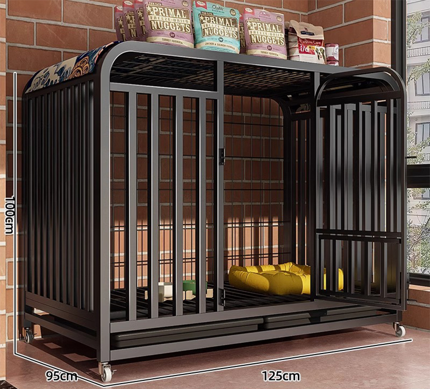 [thickened square tube on three sides] 125cm black [with small feeding window]