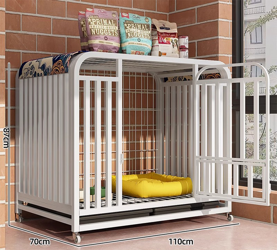 [thickened square tube on three sides] 110cm white [with small feeding window]