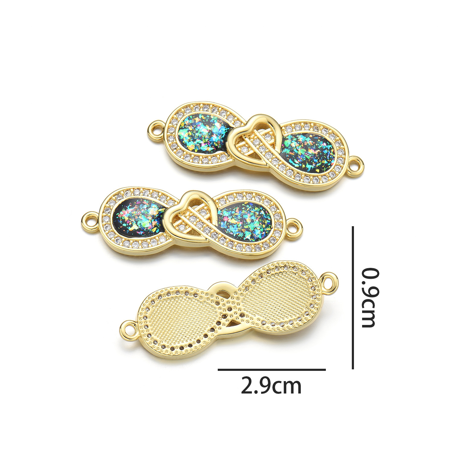 3:Infinite peach hearts (emerald green opal)