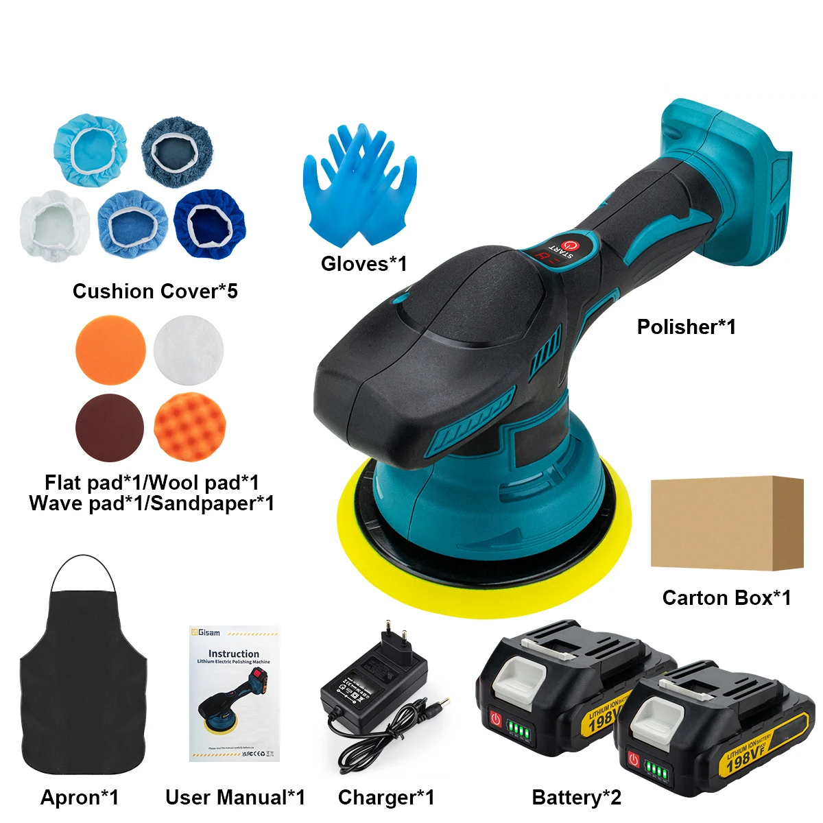 machine with 2 batteries 1 charger (Euro standard)