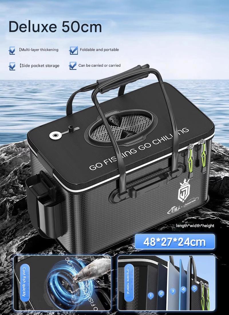 [Composite carbon pattern/double reinforcement   side pocket] quick fish casting 50cm-32L