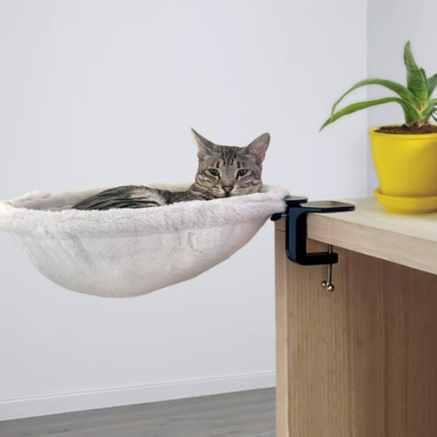 White Imitation Rabbit Plush Desk Cat Hammock