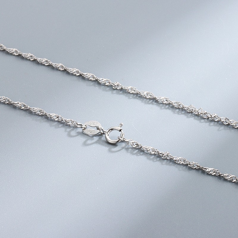 10:XL1003 white gold water wave chain 45cm