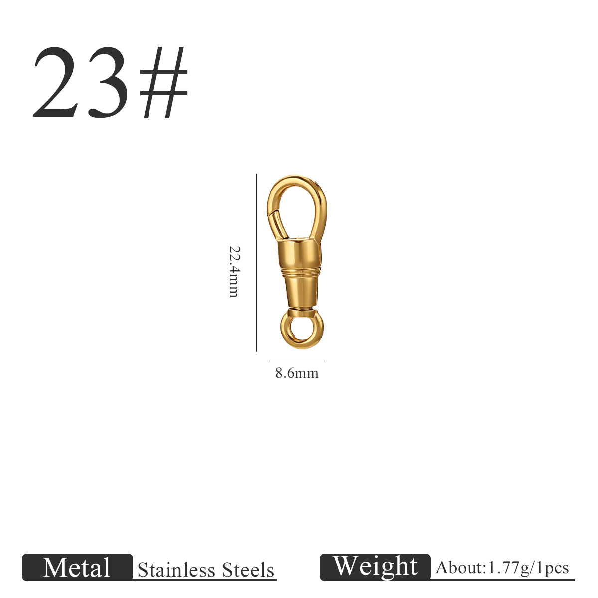 Small round tail water drop buckle-gold