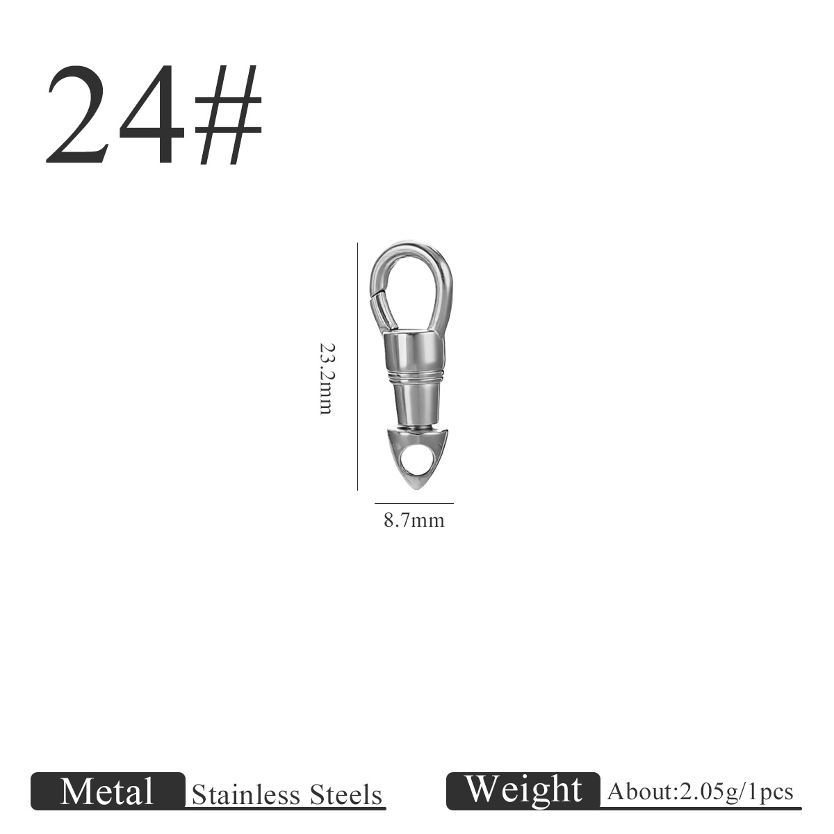 Small eagle beak button-steel color