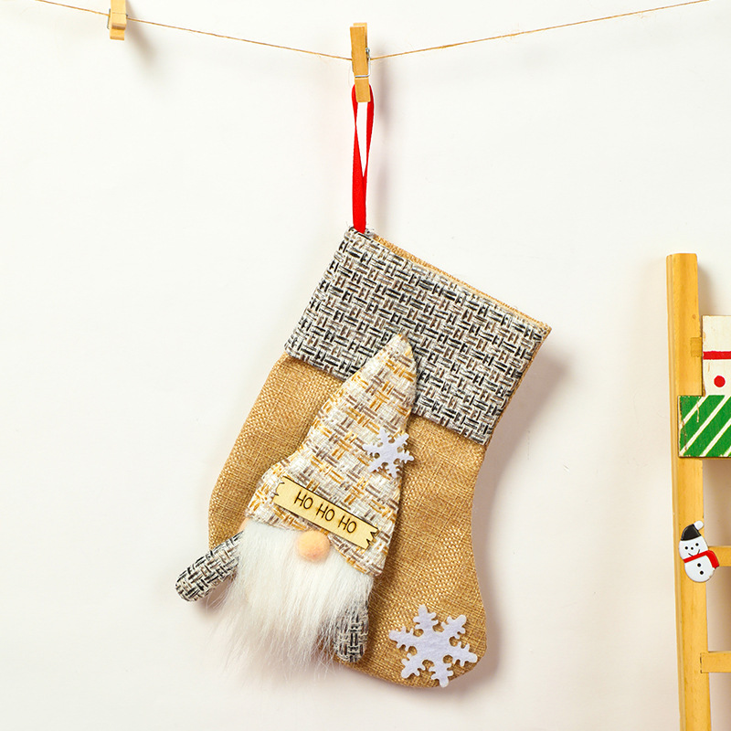 3:Small beige hoho christmas stocking