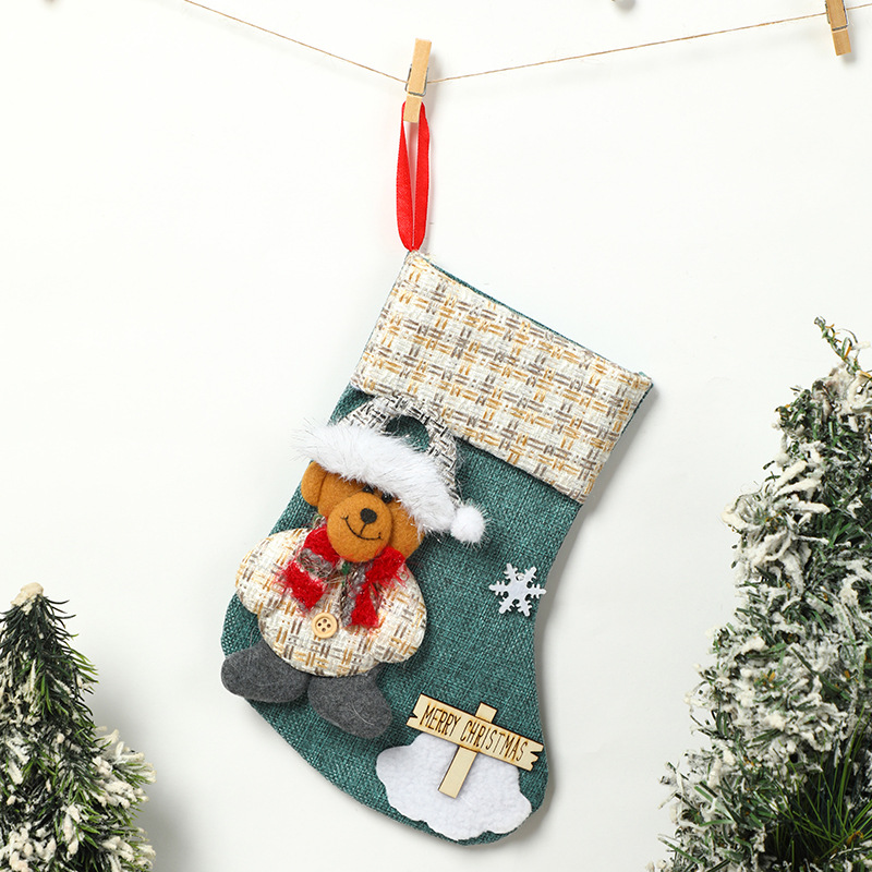 8:Blue medium bear linen socks