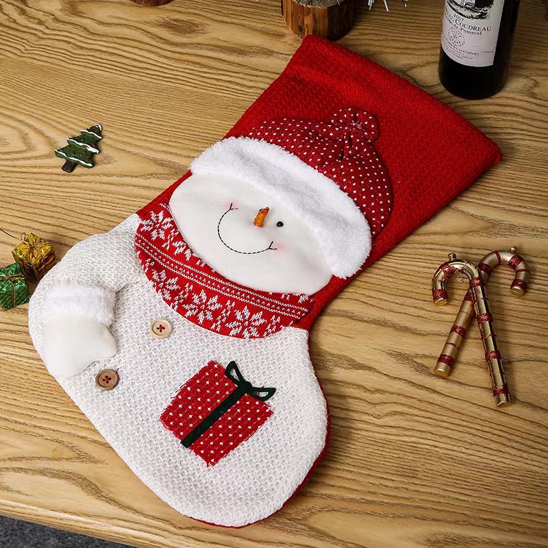 74:Large red and white socks snowman
