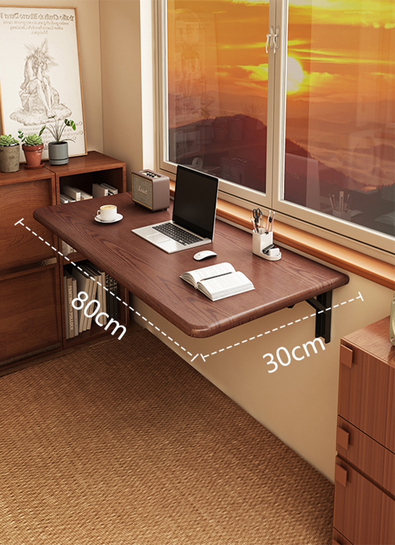 [walnut color] 80cm long wall folding table ([foldable])