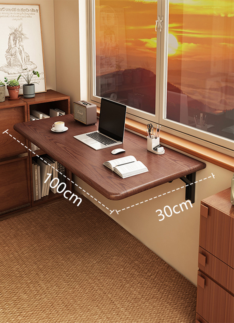 [walnut color] 100cm long wall folding table ([foldable])
