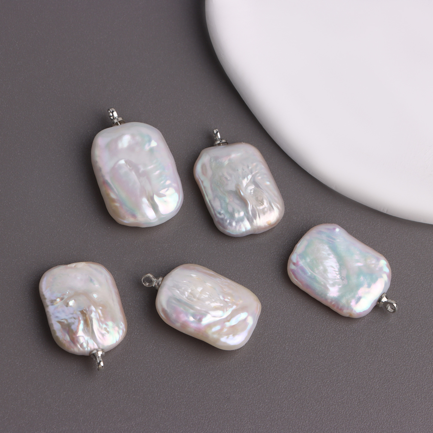 1:One white square pendant