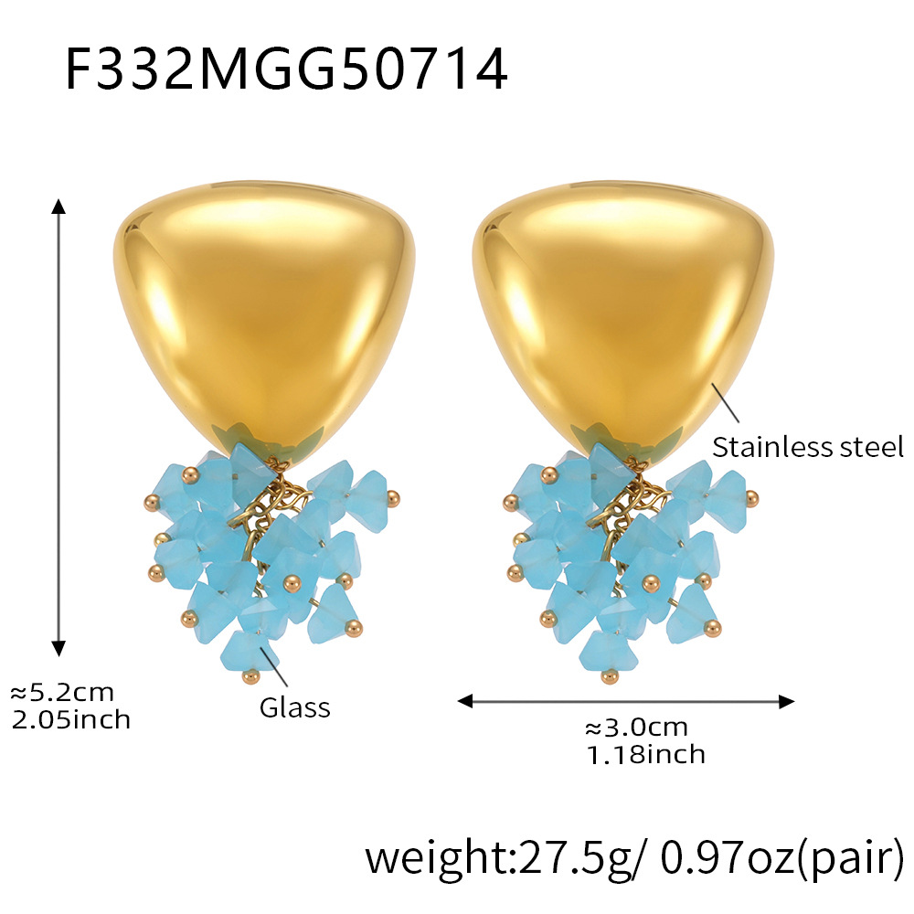 4:F332-gold blue stone earrings
