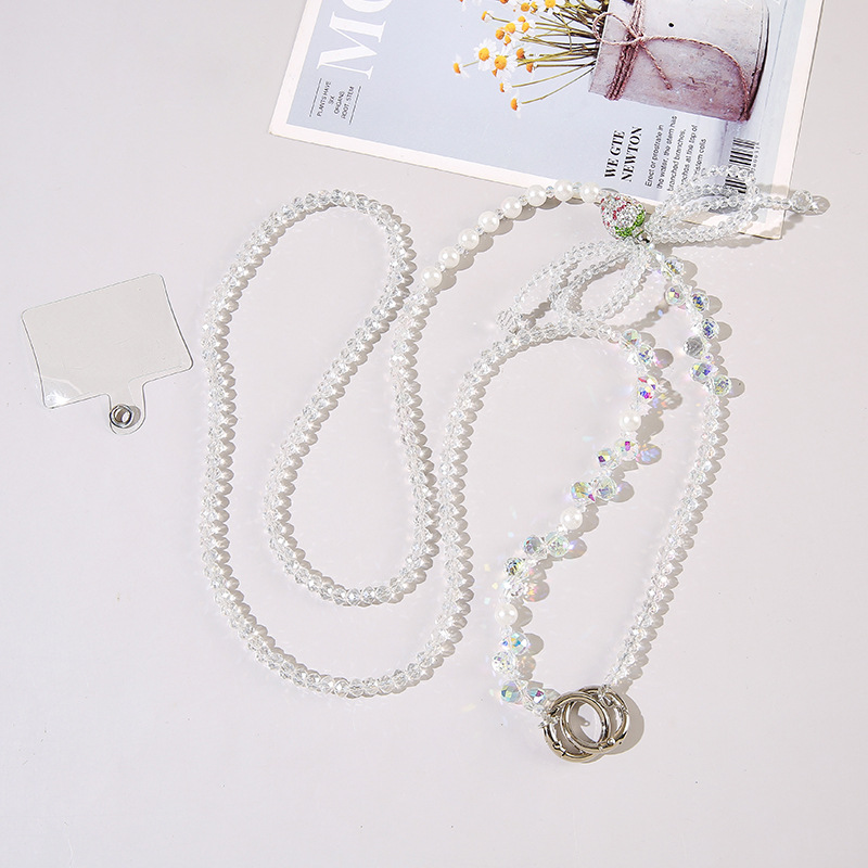 15:C001 white crystal butterfly mobile phone chain
