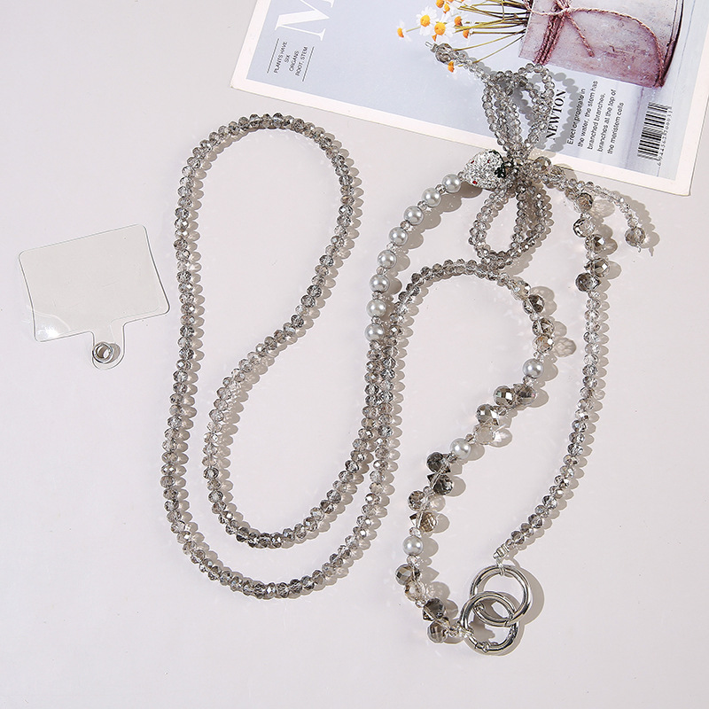 16:C002 gray crystal butterfly mobile phone chain