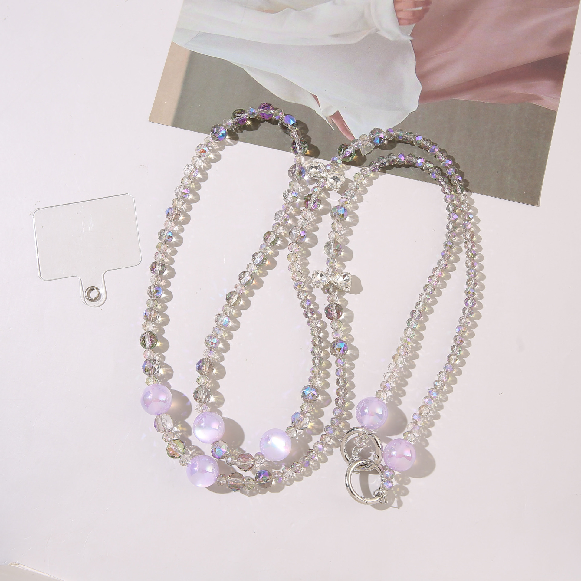 44:Purple crystal bead long chain