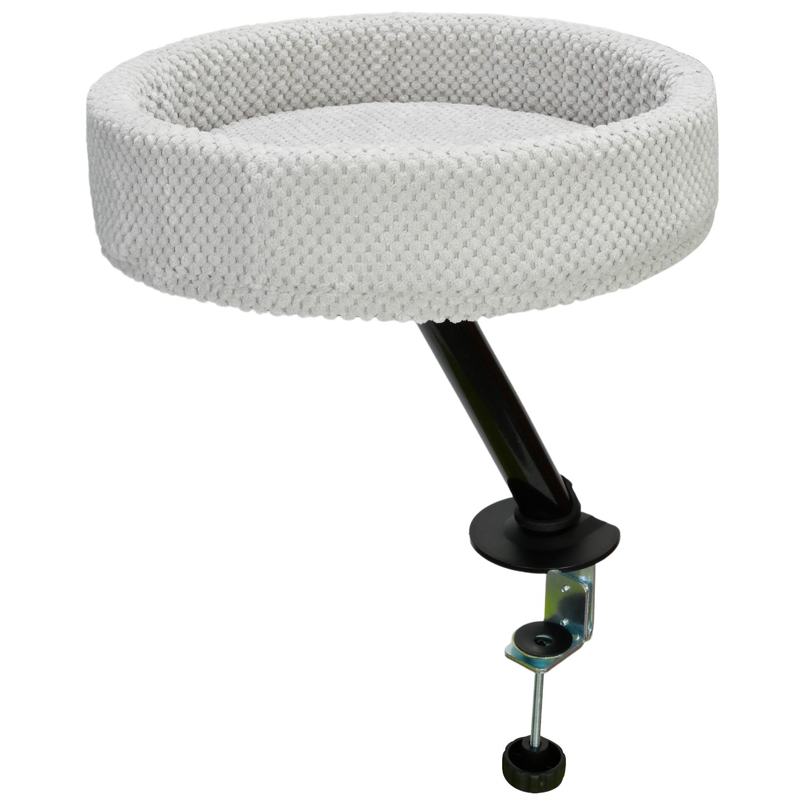 Light gray cat nest black stand