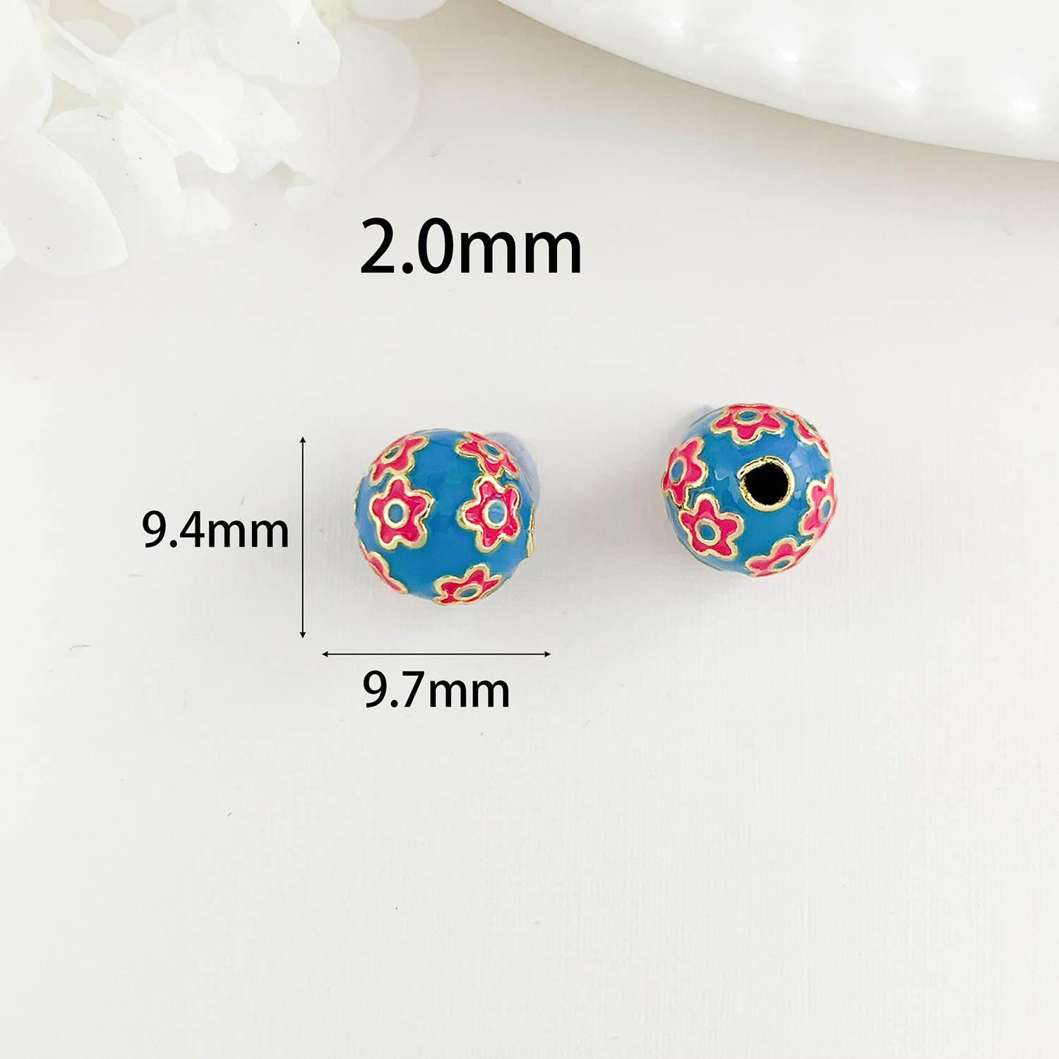 6:Cz285 cloisonne blue flower beaded gold