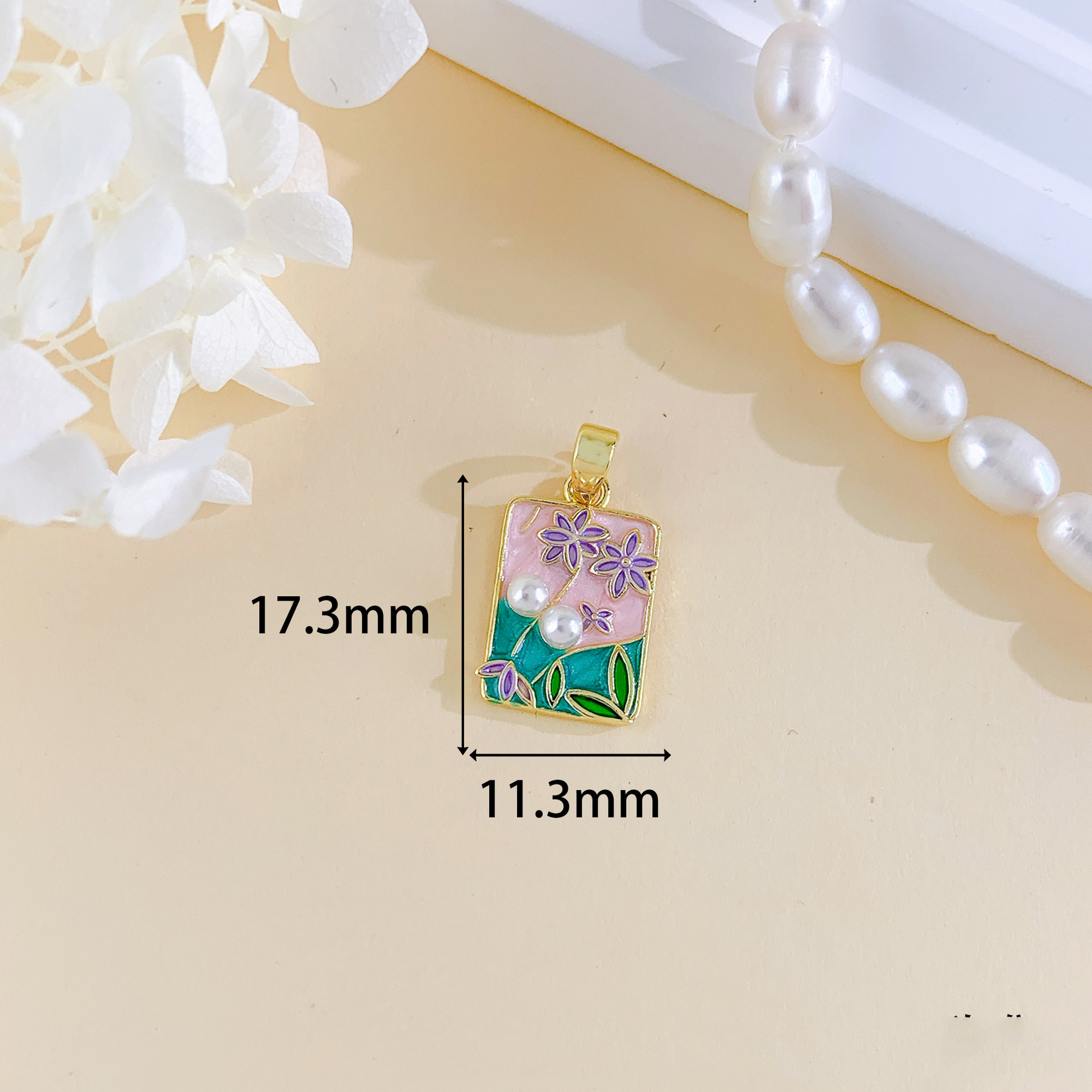 10:Xl4092 purple flower pendant gold pink