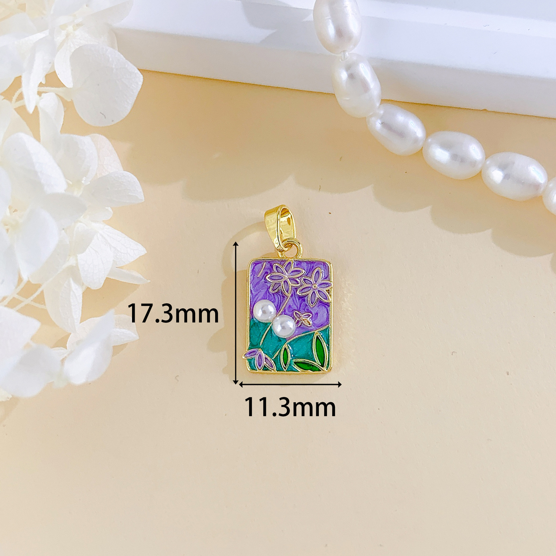11:Xl4092 purple flower pendant gold purple