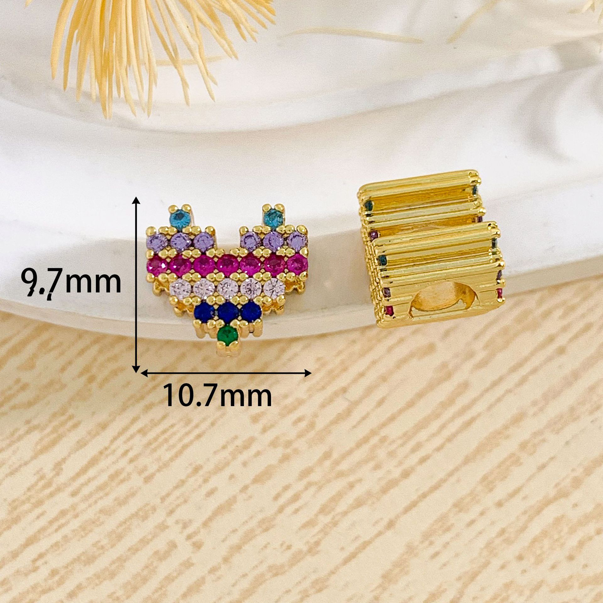 9:Cz169 colorful love beads gold