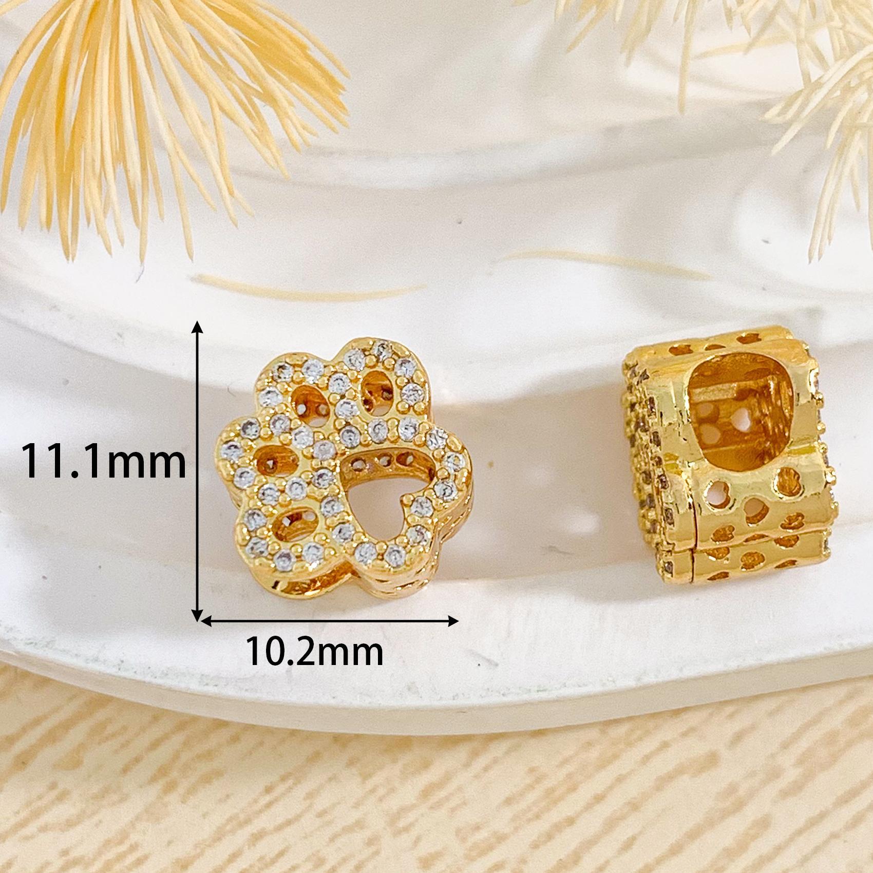 1:Cz159 cat claw large round hole beaded gold