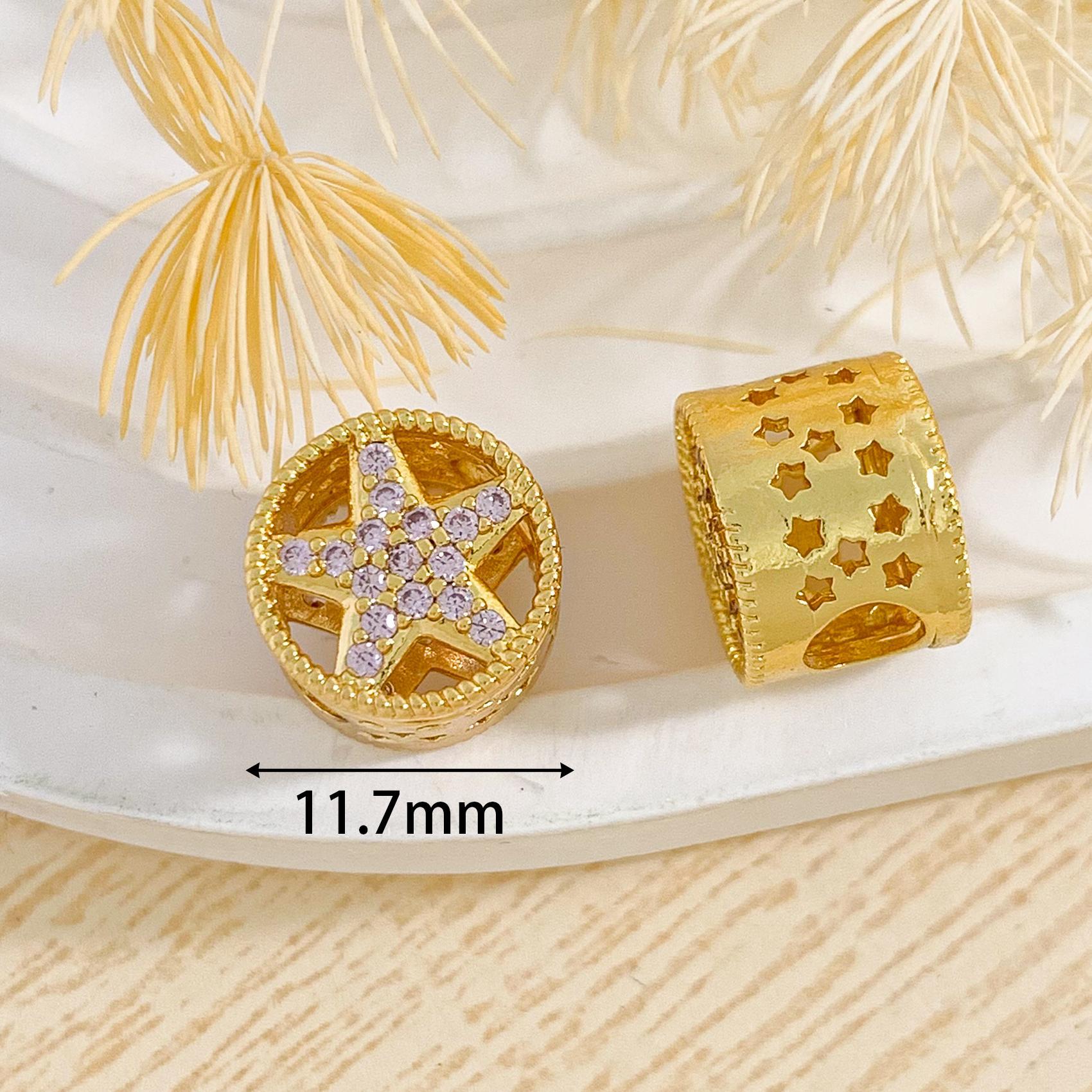 2:Cz160 five-pointed star round hole large beaded gold